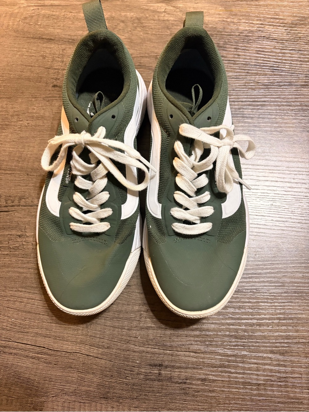 Vans Women's Olive Green Low-Top Sneakers with White Accents